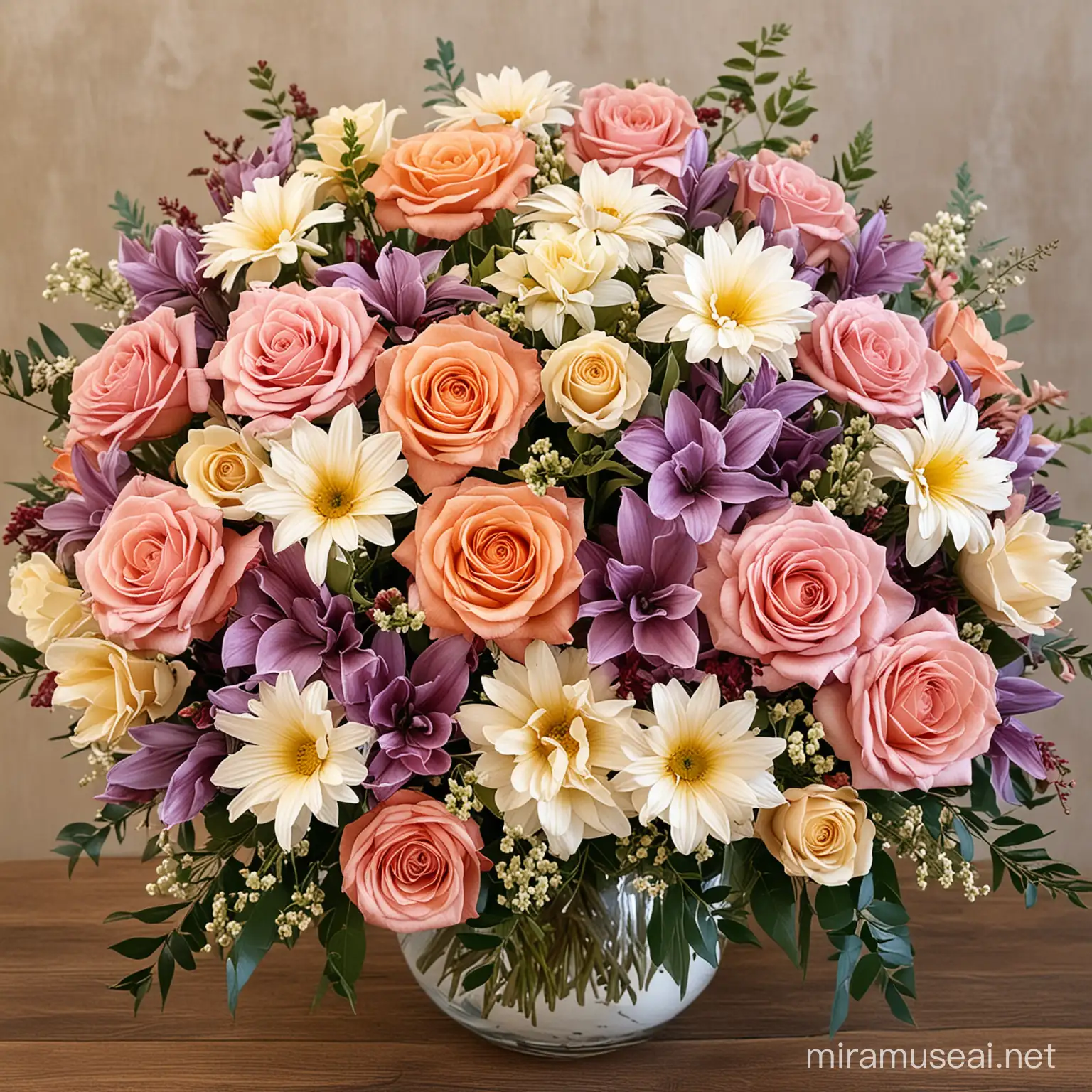 Vibrant Floral Arrangement Capturing Natures Perfection in Colorful Petals