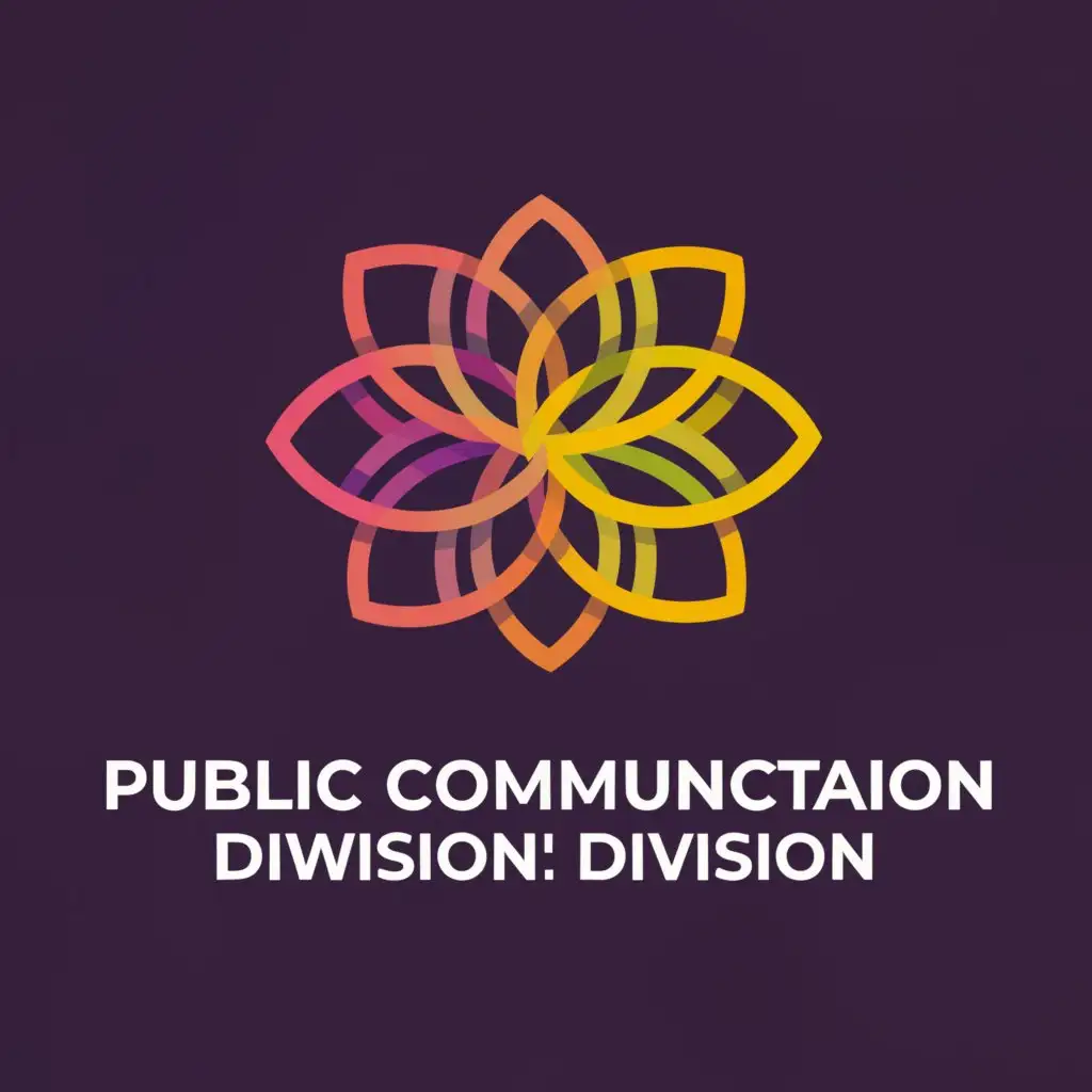 a logo design,with the text "Public Communication Division", main symbol:Flower that represent networking,Moderate,be used in Education industry,clear background