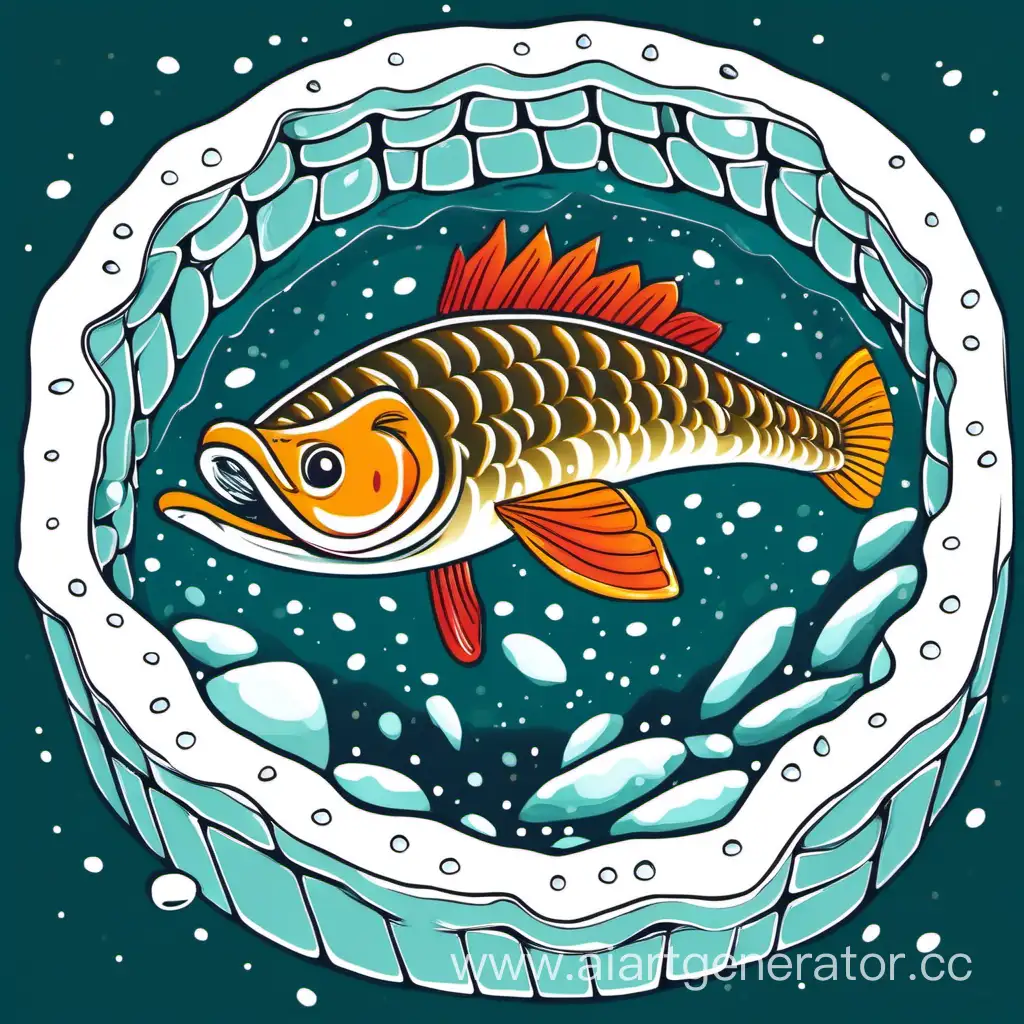 Childish-Drawing-of-a-Pike-in-Winter-Ice-Hole