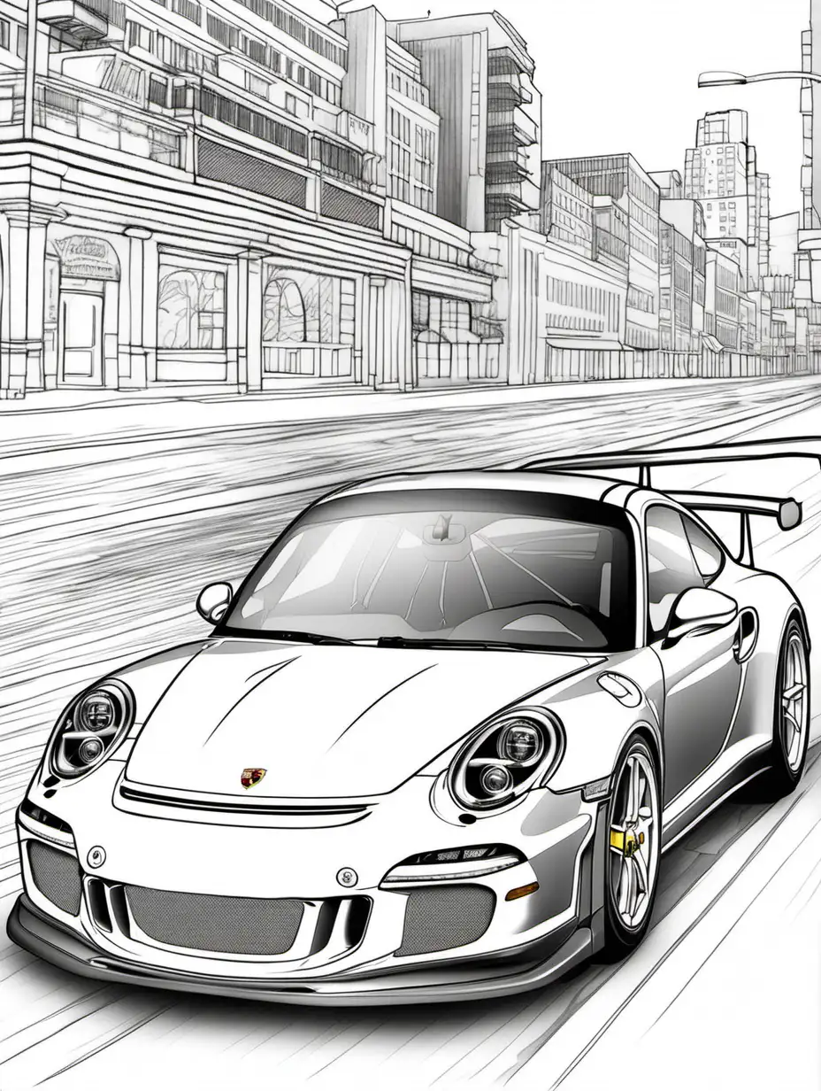 Realistic Porsche GT3 Coloring Page for Car Enthusiasts