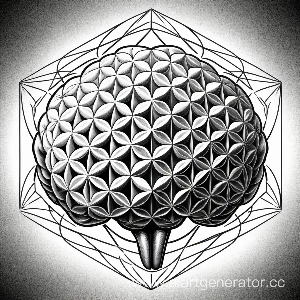 Intricate-Black-and-White-Sketch-Capturing-the-Essence-of-the-Human-Brain-with-Flower-of-Life-Geometry