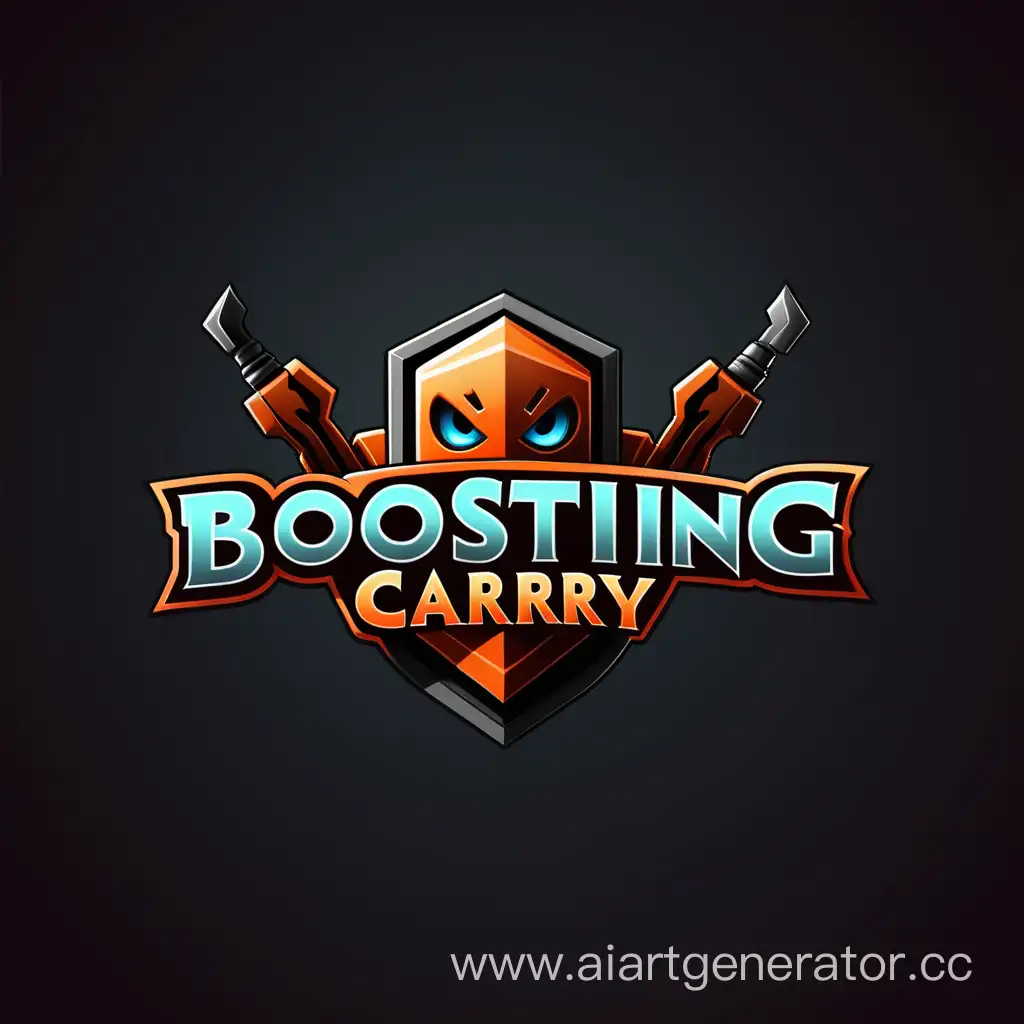 Создай логотип сайта связанный с игровыми услугами. Расположи в изображении слово "BoostingCarry" 