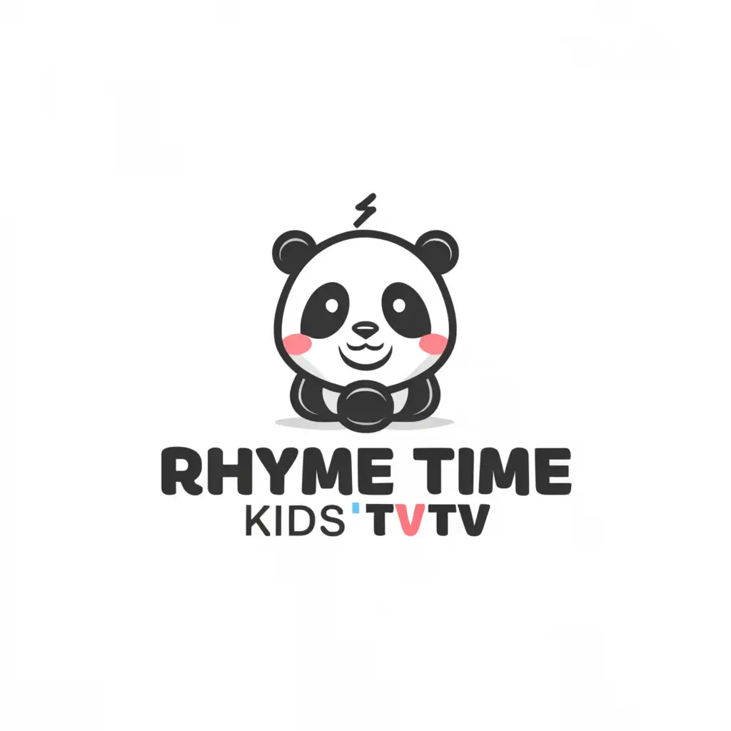 LOGO-Design-for-Rhyme-Time-Kids-TV-Minimalistic-Panda-Symbol-in-Entertainment-Industry