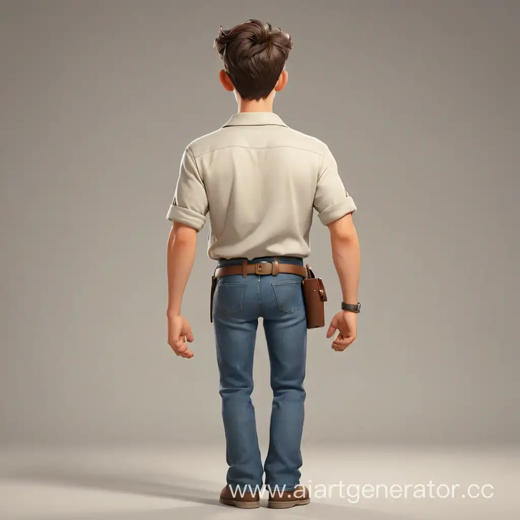 Cartoonish-Man-Standing-Tall-with-Hand-on-Belt