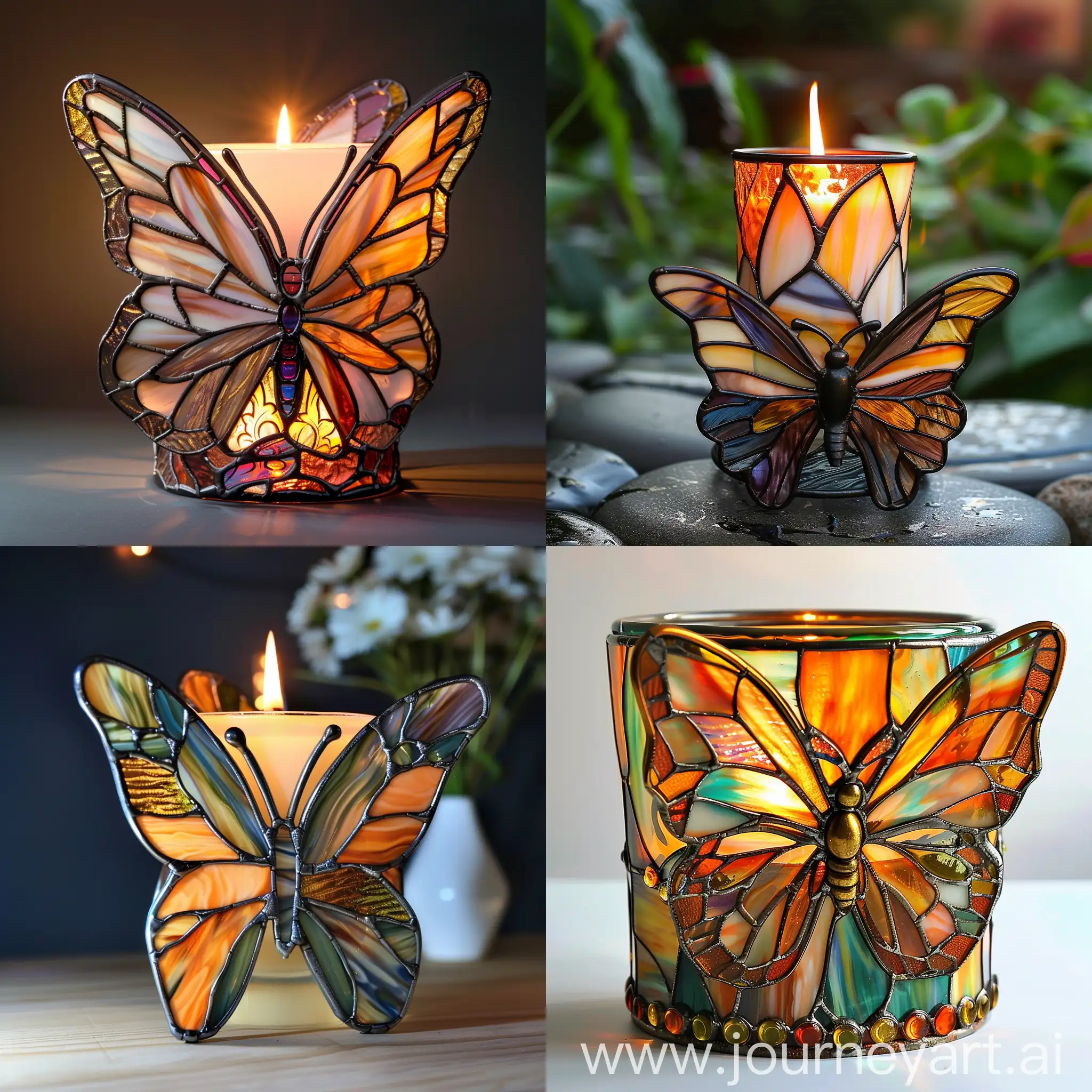 Colorful-Stained-Glass-Butterfly-Candle-Holder
