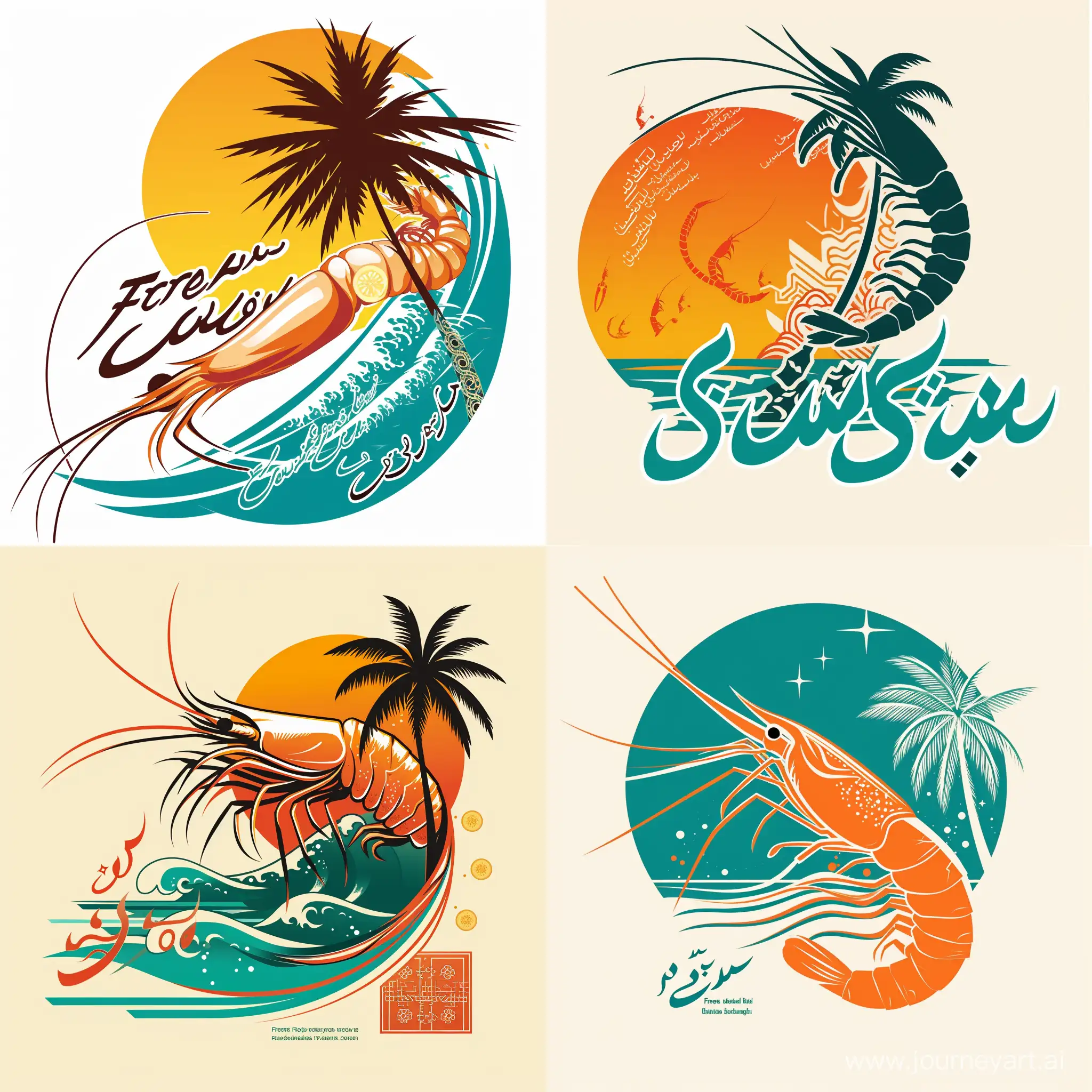 ## Shrimp Growing Company Logo Design: South of Iran

Here are some logo concepts for your shrimp growing company in the south of Iran, incorporating elements specific to your region:

**Concept 1: Playful Shrimp**

* **Image:** A stylized shrimp with long, flowing antennae, reminiscent of Persian calligraphy.
* **Colors:** Turquoise (representing the Persian Gulf), orange (for shrimp), and white (for purity and quality).
* **Font:** A modern, yet elegant typeface in English and Farsi.
* **Tagline (optional):** "From the South with Love" (in English and Farsi)

**Concept 2: Coastal Landscape**

* **Image:** A silhouette of a palm tree against a setting sun, with waves and shrimp silhouettes in the background.
* **Colors:** Teal (representing the ocean), golden yellow (for sunset), and brown (for the palm tree).
* **Font:** A bold, serif typeface in English and Farsi.
* **Tagline (optional):** "Fresh Shrimp, Southern Charm" (in English and Farsi)

**Concept 3: Persian Motif**

* **Image:** A geometric pattern inspired by Persian tilework, incorporating shrimp shapes.
* **Colors:** Vibrant jewel tones like turquoise, ruby red, and emerald green.
* **Font:** A decorative, calligraphic typeface in Farsi only.
* **Tagline (optional):** "Taste the Tradition" (in Farsi)

**Additional considerations:**

* **Company name:** Incorporate the company name into the logo design prominently.
* **Target audience:** Consider the design aesthetic that would resonate with your target audience.
* **Versatility:** Ensure the logo works well in various sizes and applications (digital and print).

**Remember:** These are just starting points. You can customize and combine these elements to create a logo that perfectly represents your company.

I recommend using a graphic design software or collaborating with a designer to bring your logo vision to life.