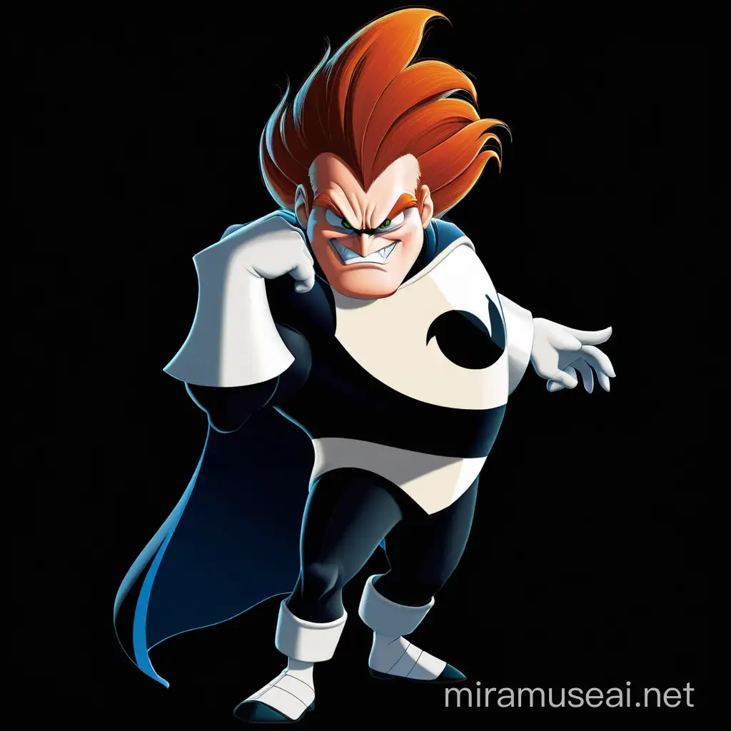 syndrome from disney, 2D vector art, minimalist,  illustration with a black outline,
