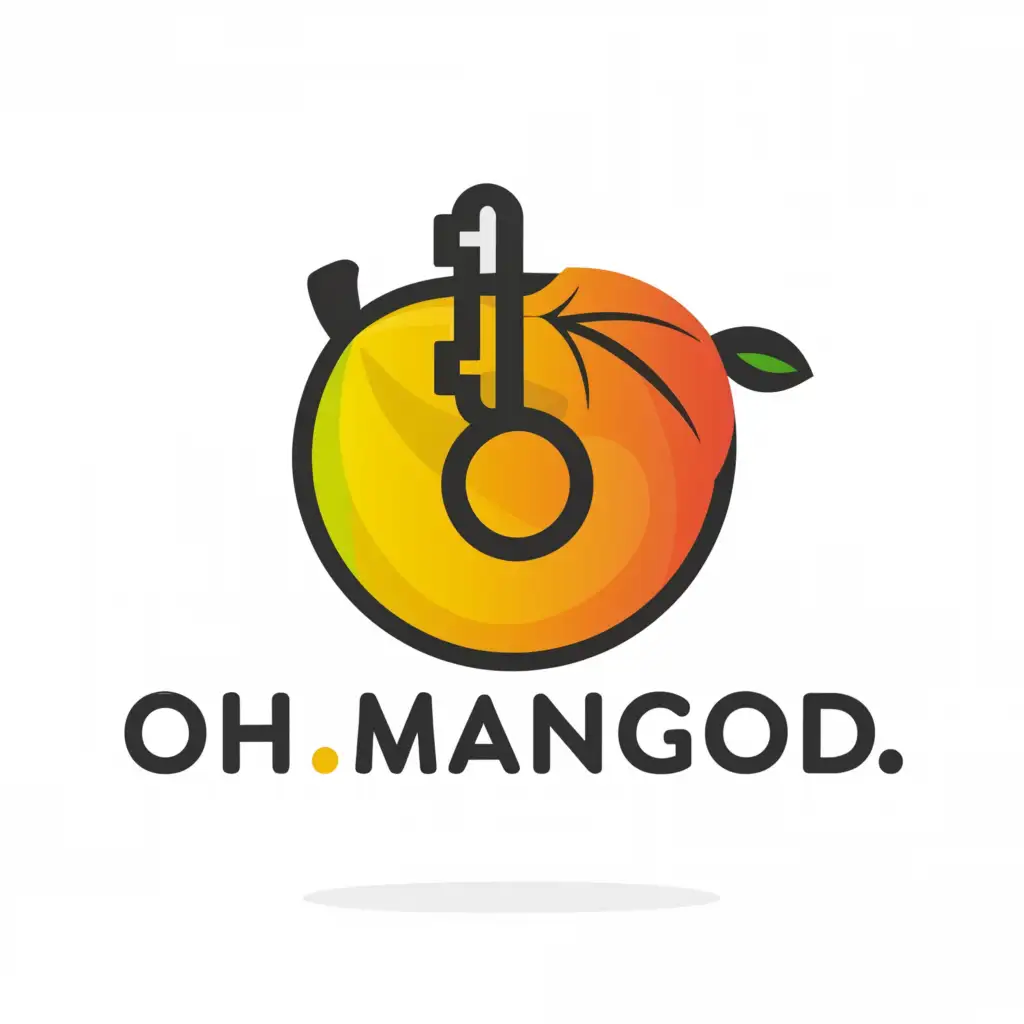 a logo design,with the text "OhManGod", main symbol:Mango 
Key
Room
,complex,be used in Travel industry,clear background