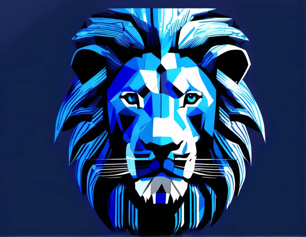 blue digital lion black blackround