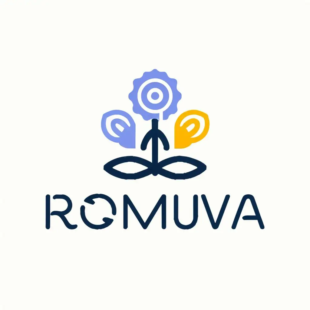 logo, flowers, with the text "ROMUVA", typography, be used in Education industry