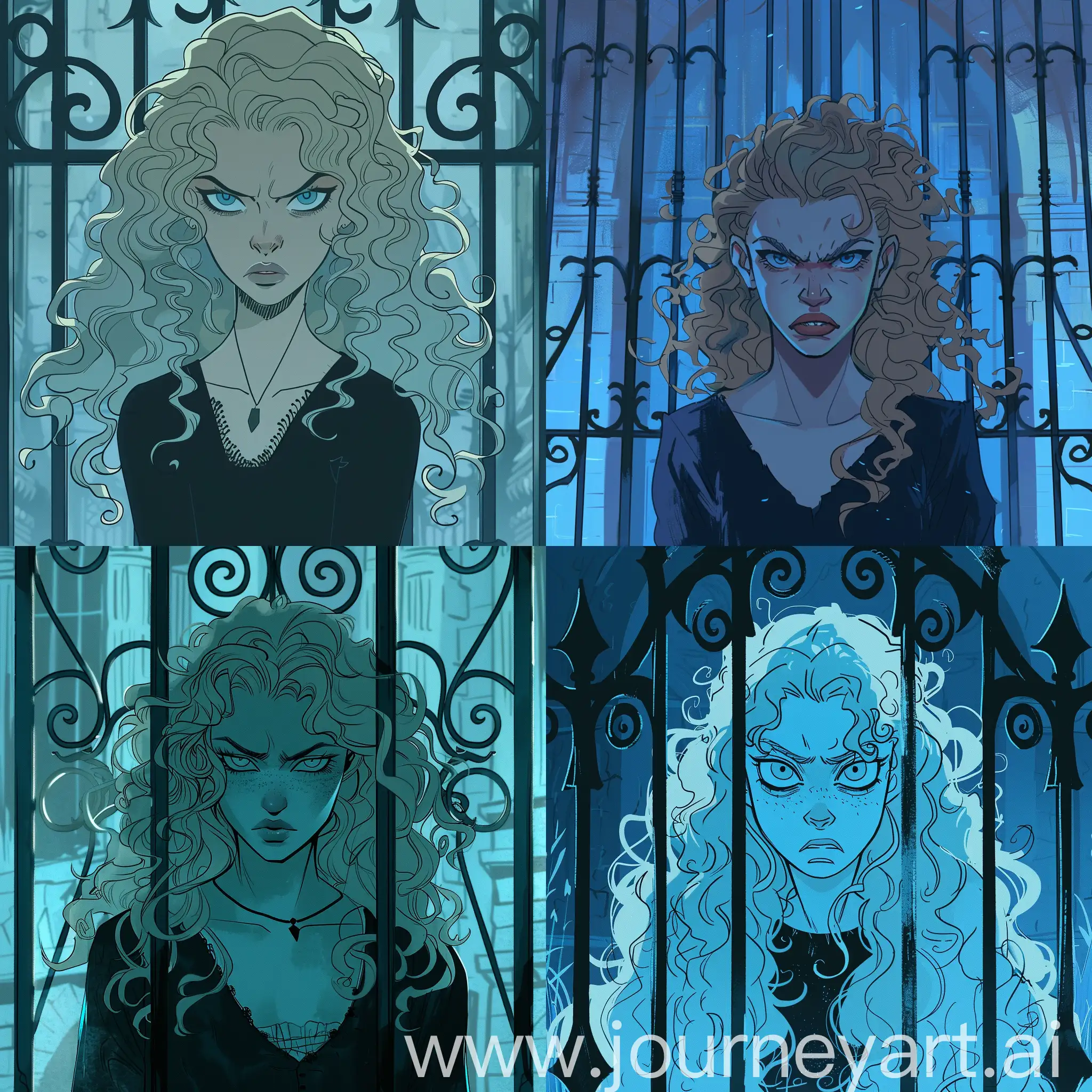 Angry-BlueEyed-Woman-at-High-Gates