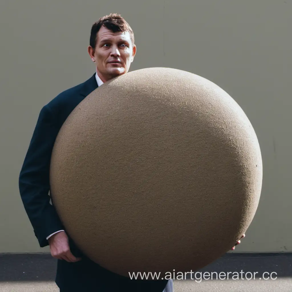 A man with a big round tommy
