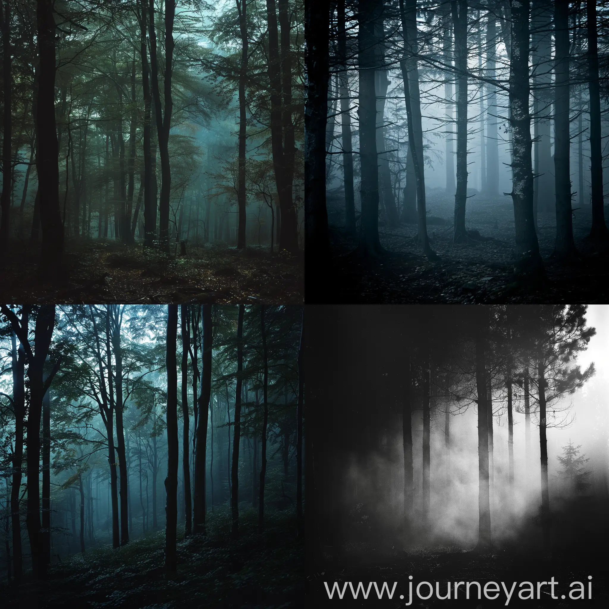 Тёмный лес, с таинственным туманом