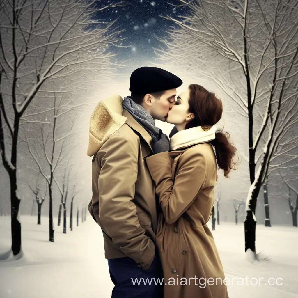 влюблённая пара целуется 14 февраля праздник
