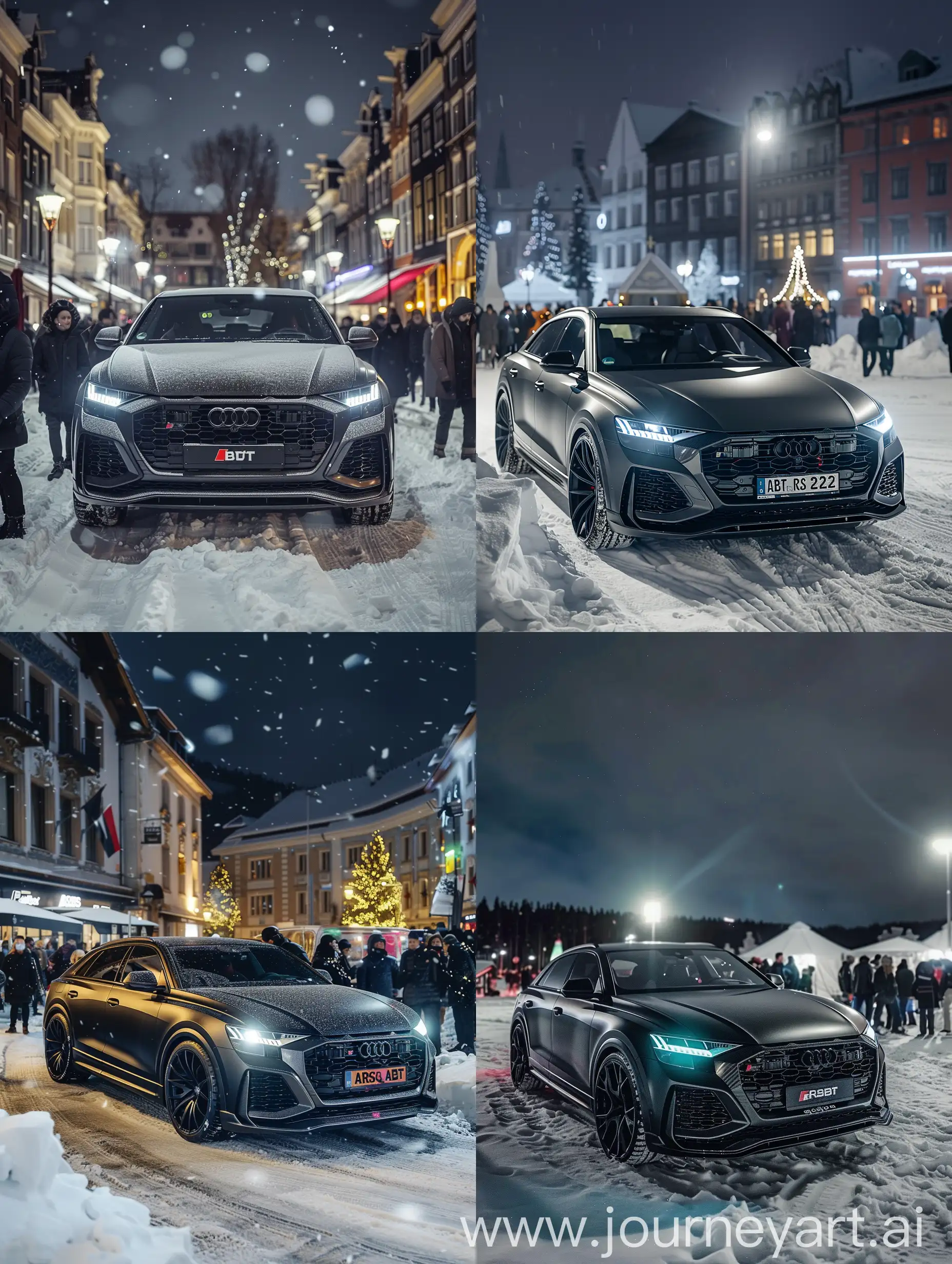 Nighttime-Snowy-Street-Scene-with-Matte-Black-ABTTuned-Toyota-Audi-RSQ8-2022-Netherlands-Wallpaper