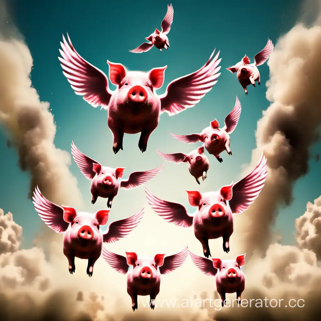Whimsical-Explosion-Pigs-Taking-Flight-in-Chaotic-Burst
