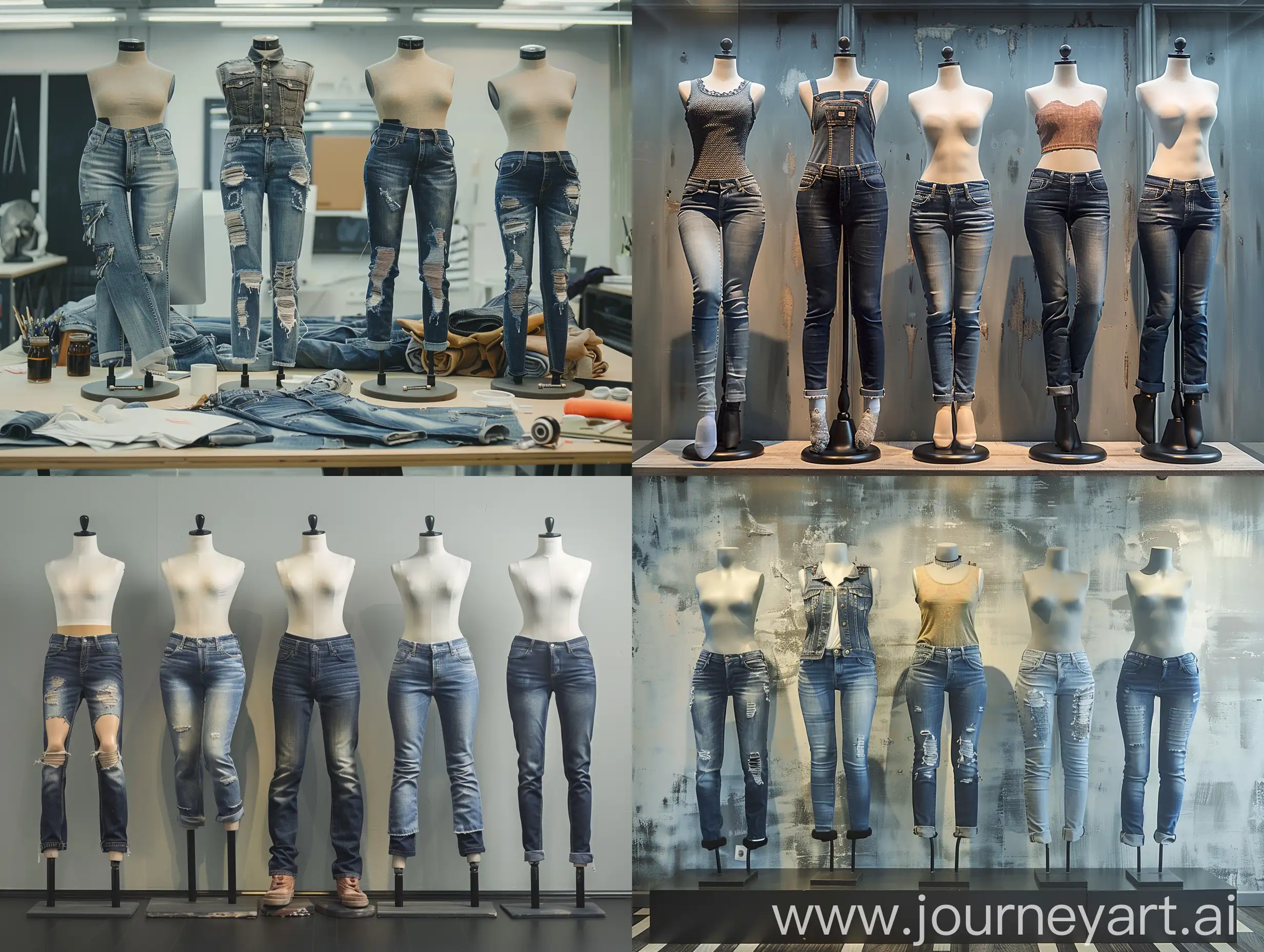 Mannequins-Displaying-Various-Styles-of-Denim-Jeans