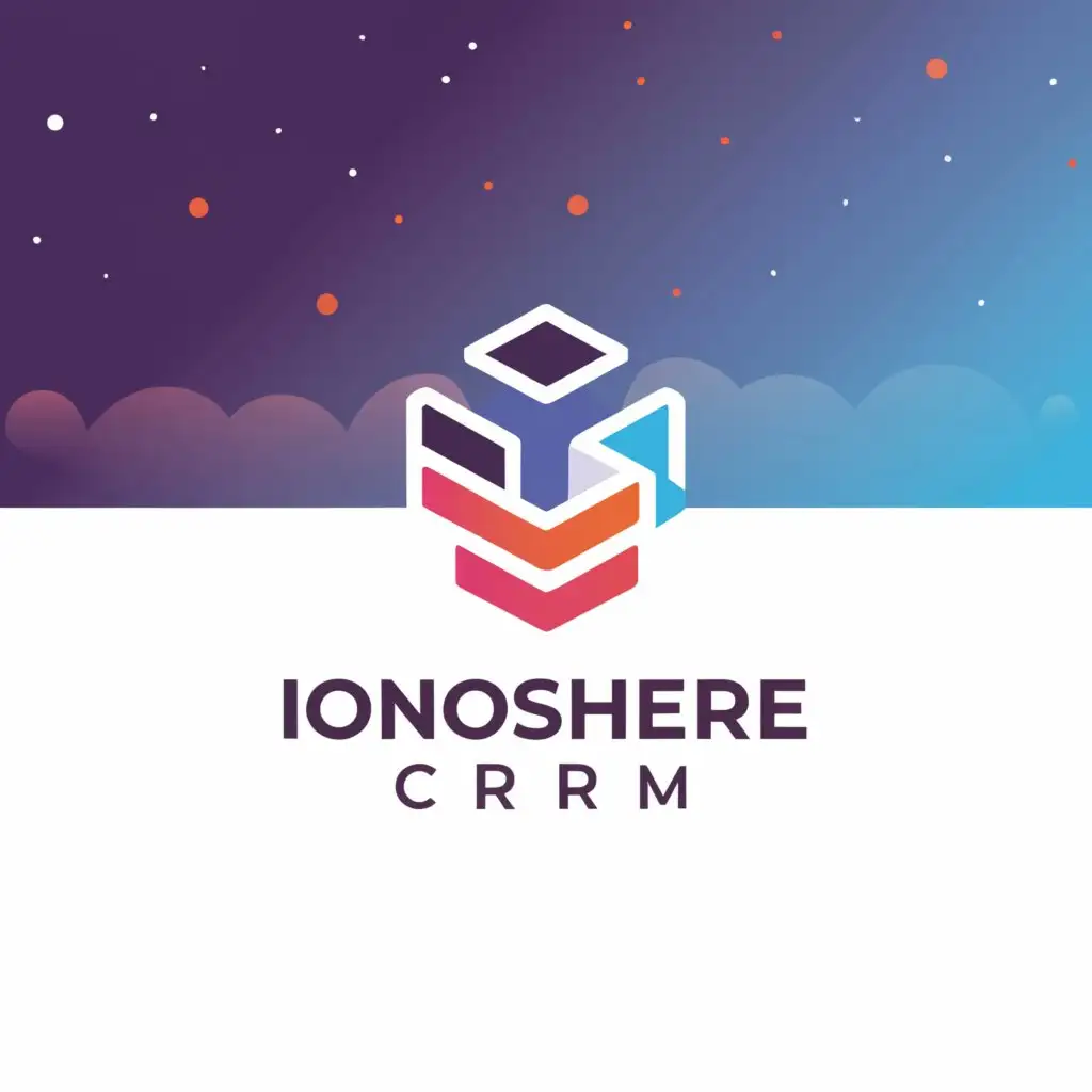 a logo design,with the text "ionosphere crm", main symbol:Incorporate a stylized horizon line with a gradient sky, merging into the ionosphere. This could symbolize the company's expansive reach and upward growth.,Moderate,be used in Technology industry,clear background