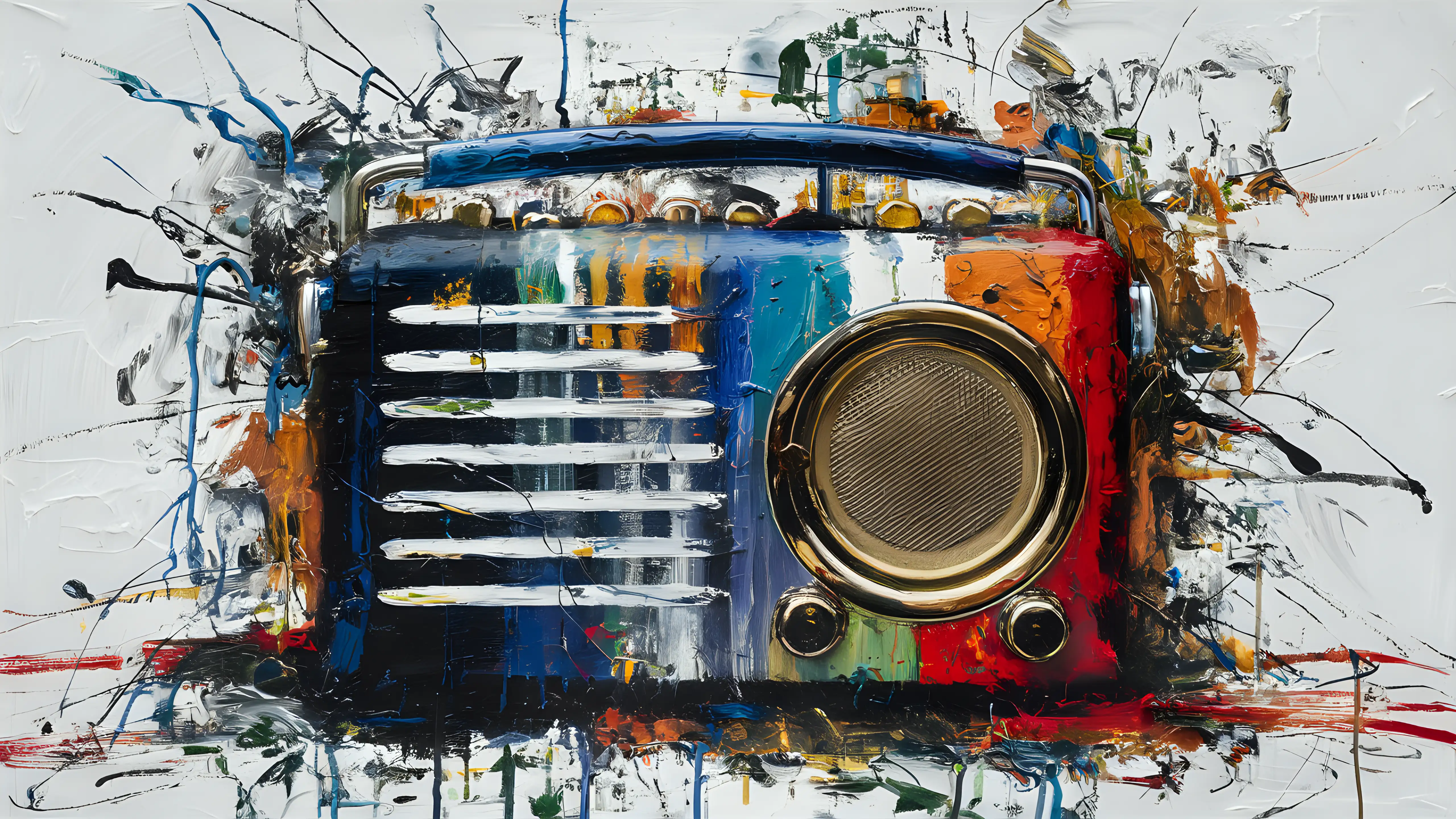 Abstract Old Time Radio Painting on White Background