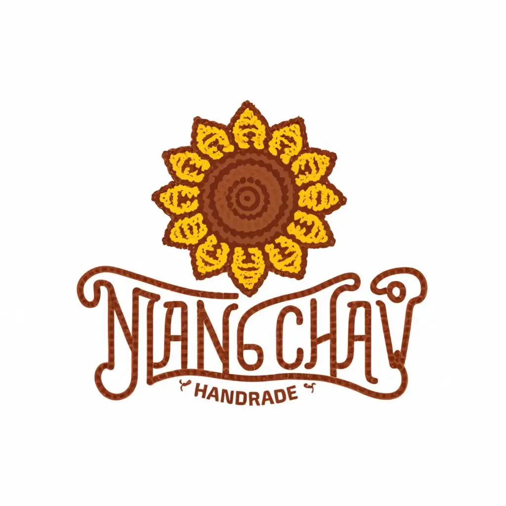 logo, crochet, sunflower, with the text "Handmade by NANG CHAW", typography