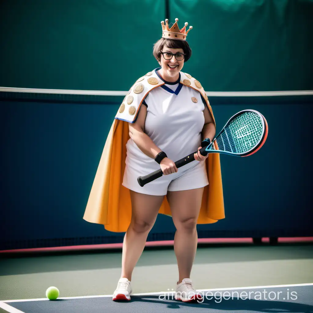 Plump-Queen-Playing-Padel-in-Crown-and-Cape