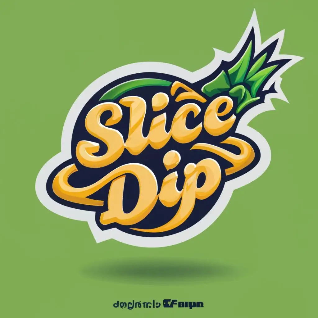 logo, pineapple, tshirt logo, 3d,, with the text "slice dip", typography, be used in Restaurant industry