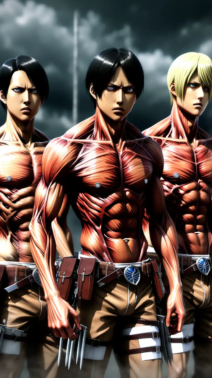 Hyperrealistic Depiction of Attack on Titan Main Characters