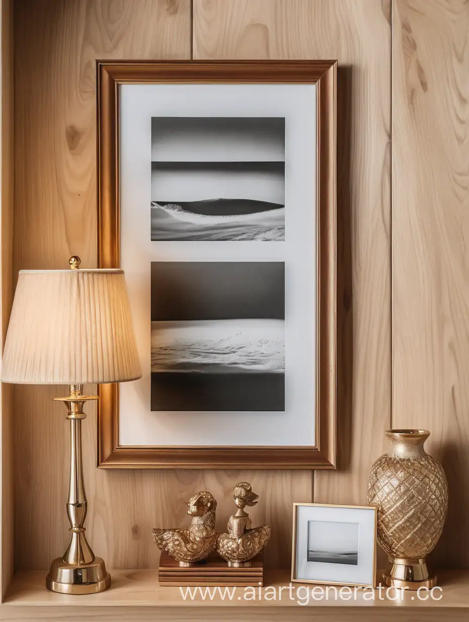 Luxurious-House-Interior-with-CloseUp-Photo-Frame-on-Wooden-Shelf