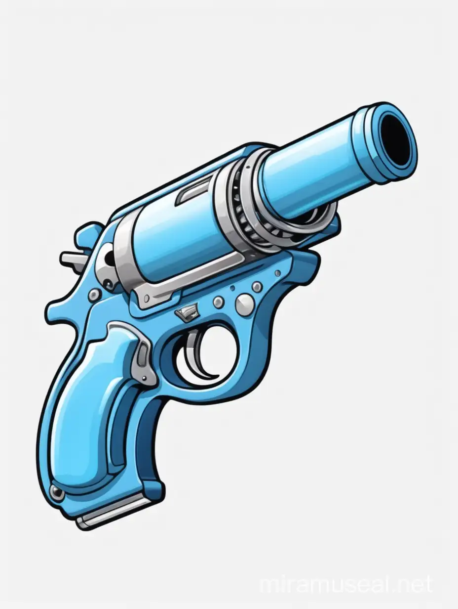 Cartoon Blue Magic Gun on White Background