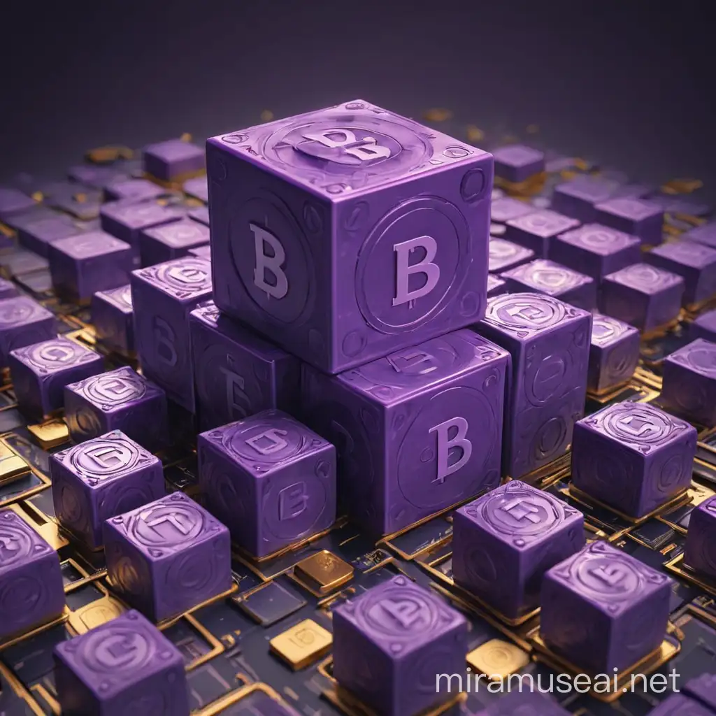Digital Currency Concept Purple Block Cryptocurrency