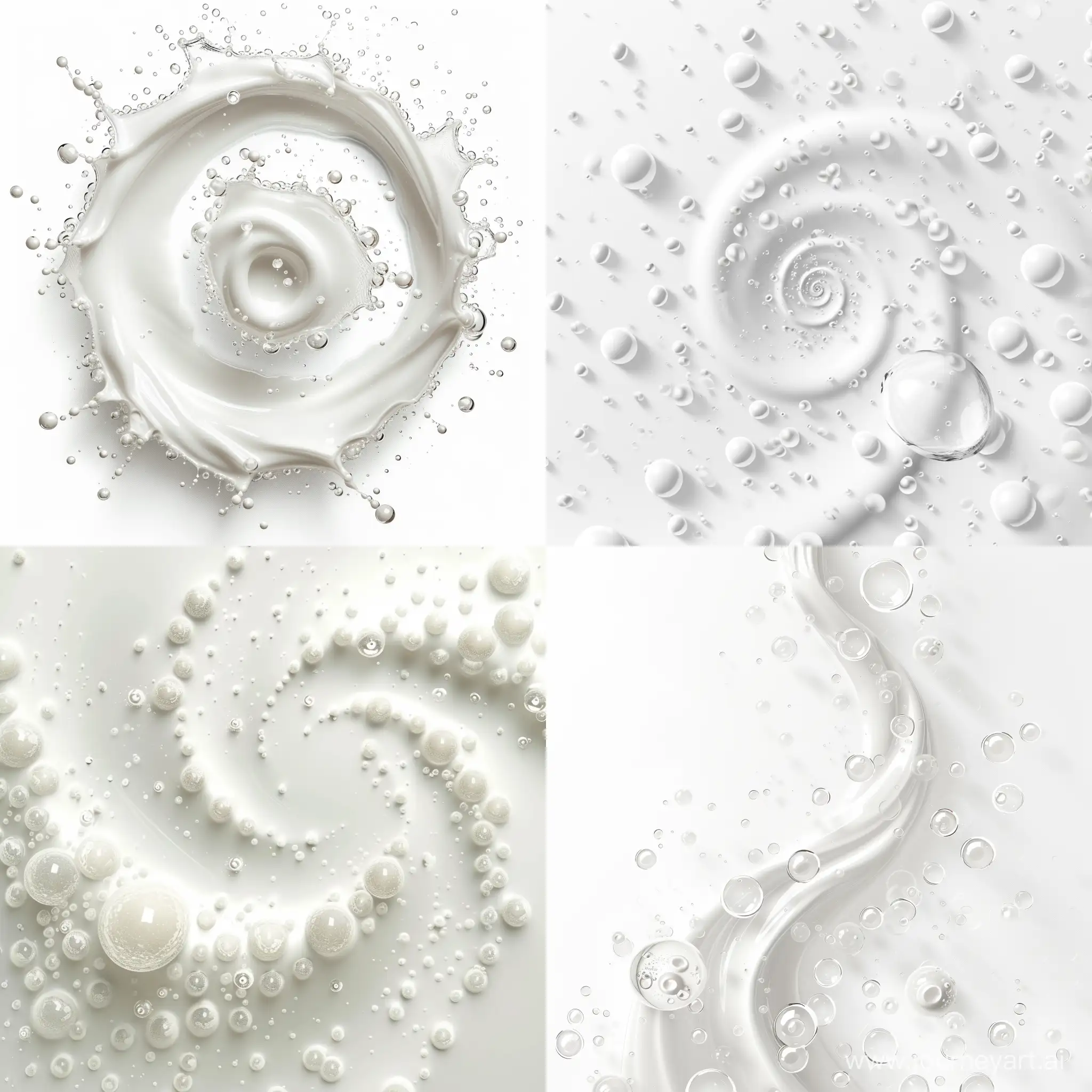 swirling white bubbles on a white background
