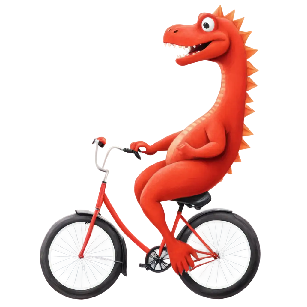 a red dinosaur riding a bike drawing