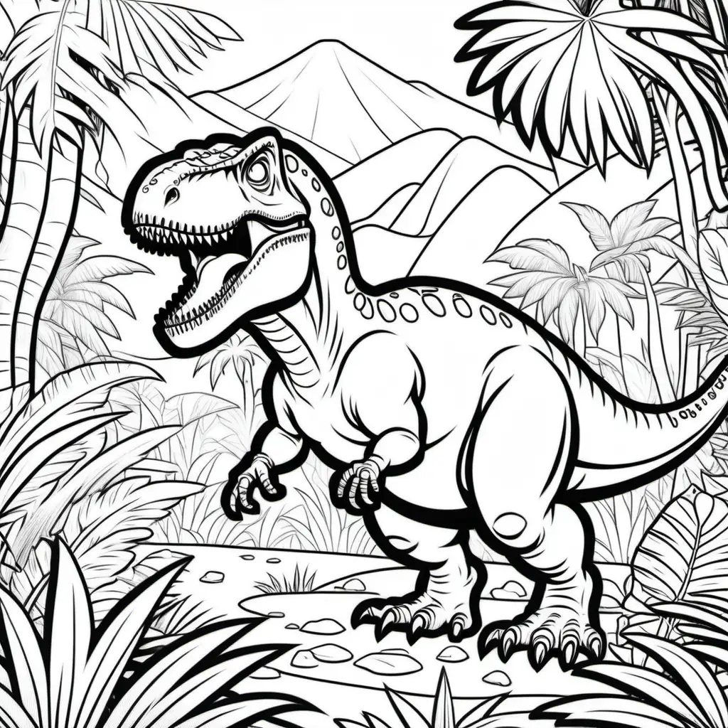 Dinosaur Coloring Book for Kids TRex Adventure in a Lush Jungle