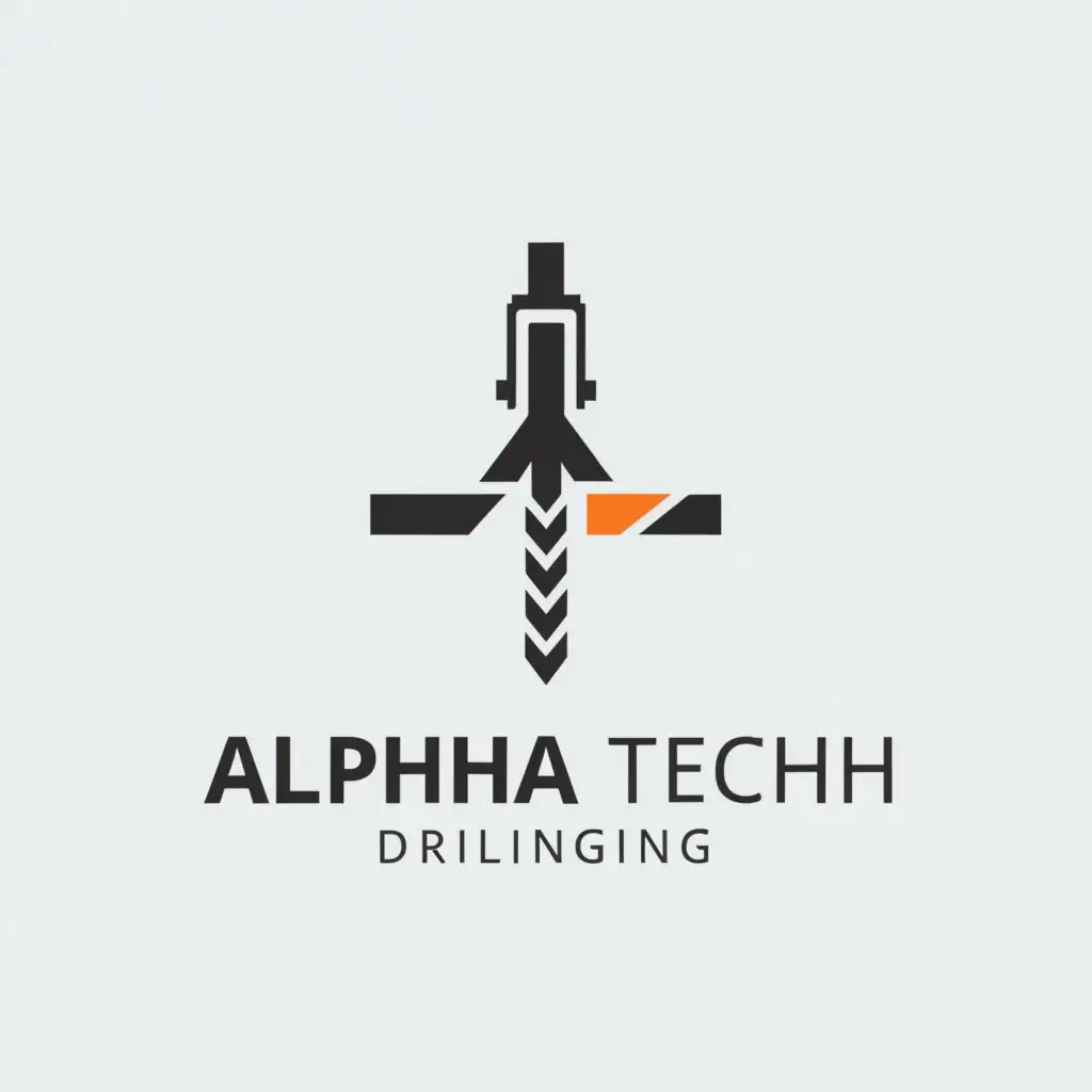 a logo design,with the text 'Alpha Tech Drilling', main symbol:Horizontal Directional Drill,Minimalistic,be used in Construction industry,clear background