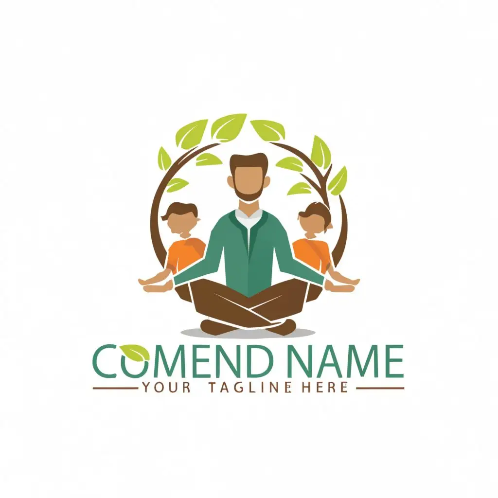 a logo design, with the text 'Grounded Dad', main symbol: Man Meditating in a park with kids, Moderate, to be used in the Nonprofit industry, clear background