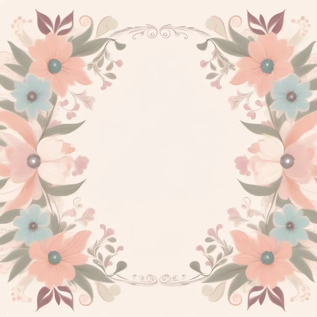 illustration, one coquette whimsical  FLORAL BORDER
  soft, pastel colors, incorporate a touch of vintage-inspired design, and focus on conveying a charming and flirtatious vibe