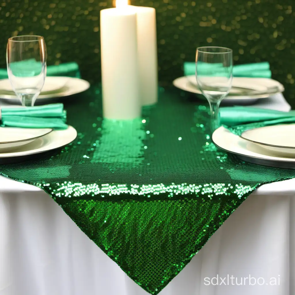 Shimmering-Green-Sequin-Table-Runner-for-Elegant-Events
