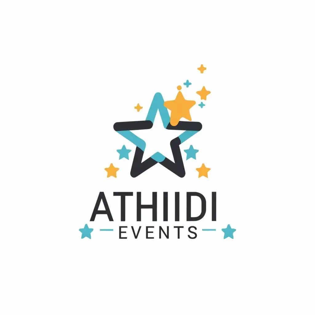 logo, star, with the text "Athidi Events", typography, be used in Events industry
