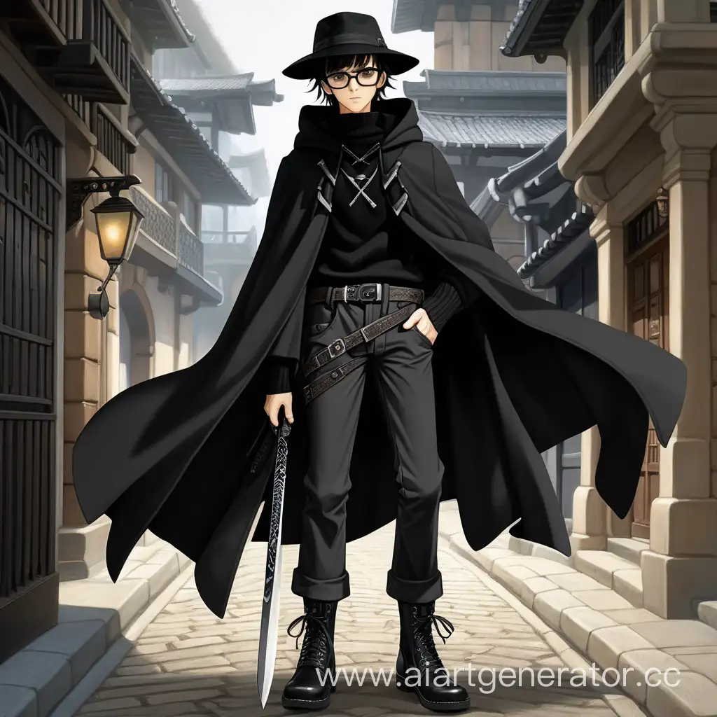 Mysterious-Anime-Character-in-Stylish-Black-Ensemble-with-Kunai-Accents