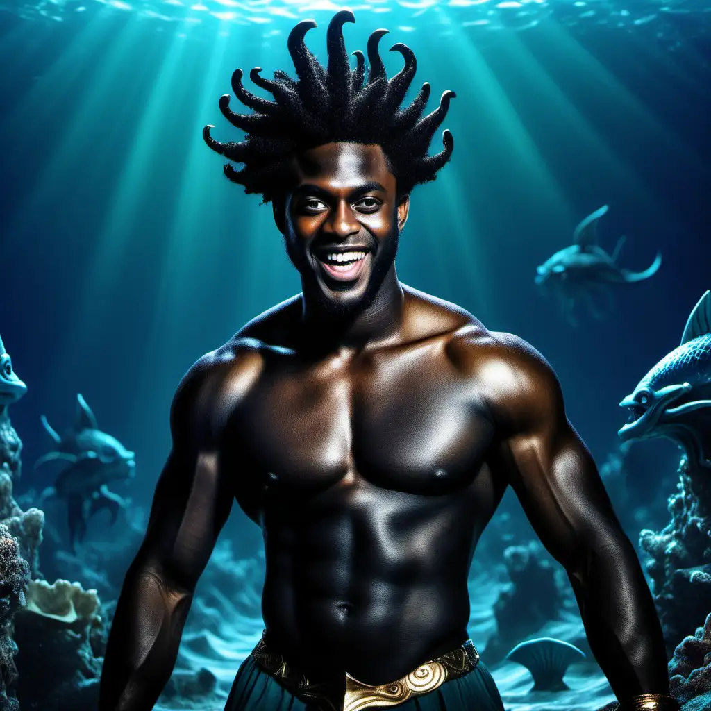 Triton Depicted as a Black Man Emerges from the Depths
