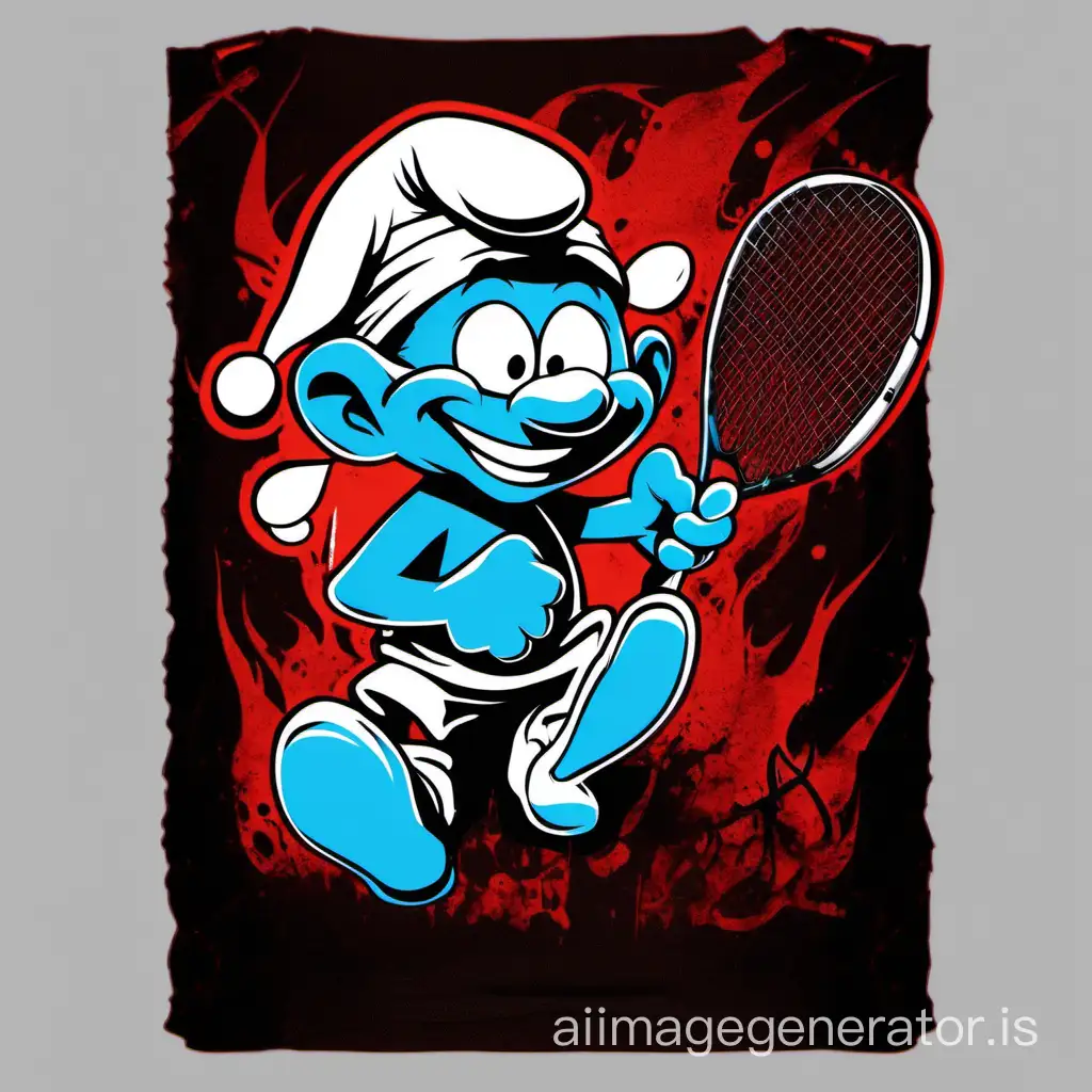 The Smurf,horror (theme),Devil,3d,racket,T-shirt
