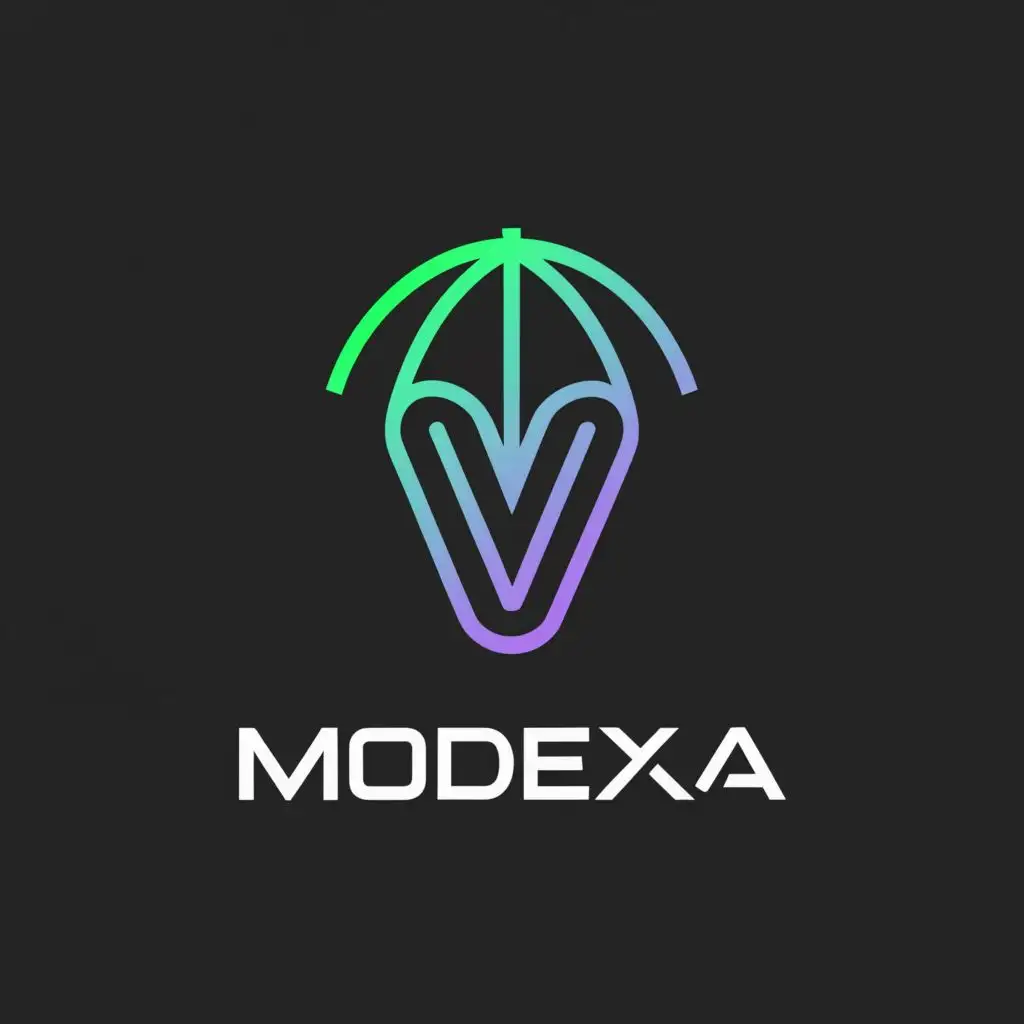 a logo design,with the text "modexa", main symbol:umbrella,Moderate,clear background