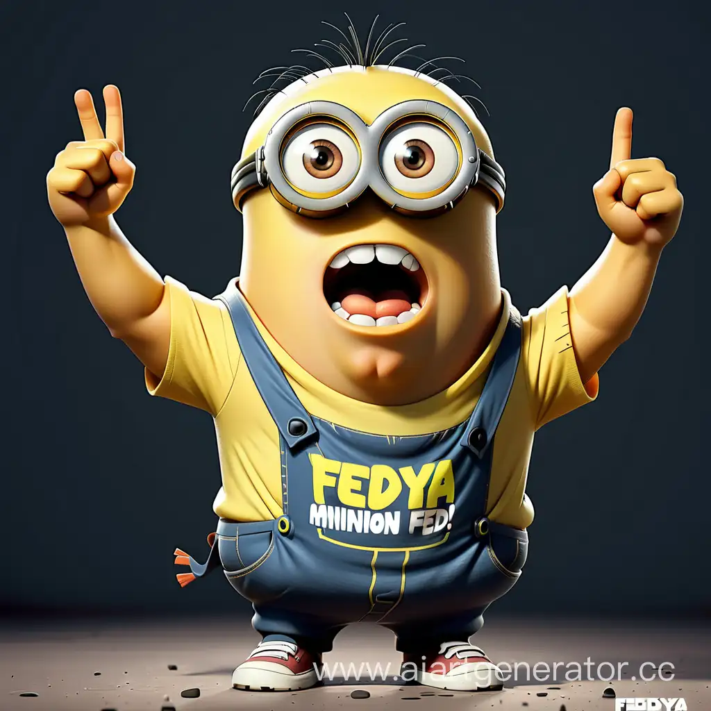 Energetic-Minion-Wearing-FEDYA-Tshirt