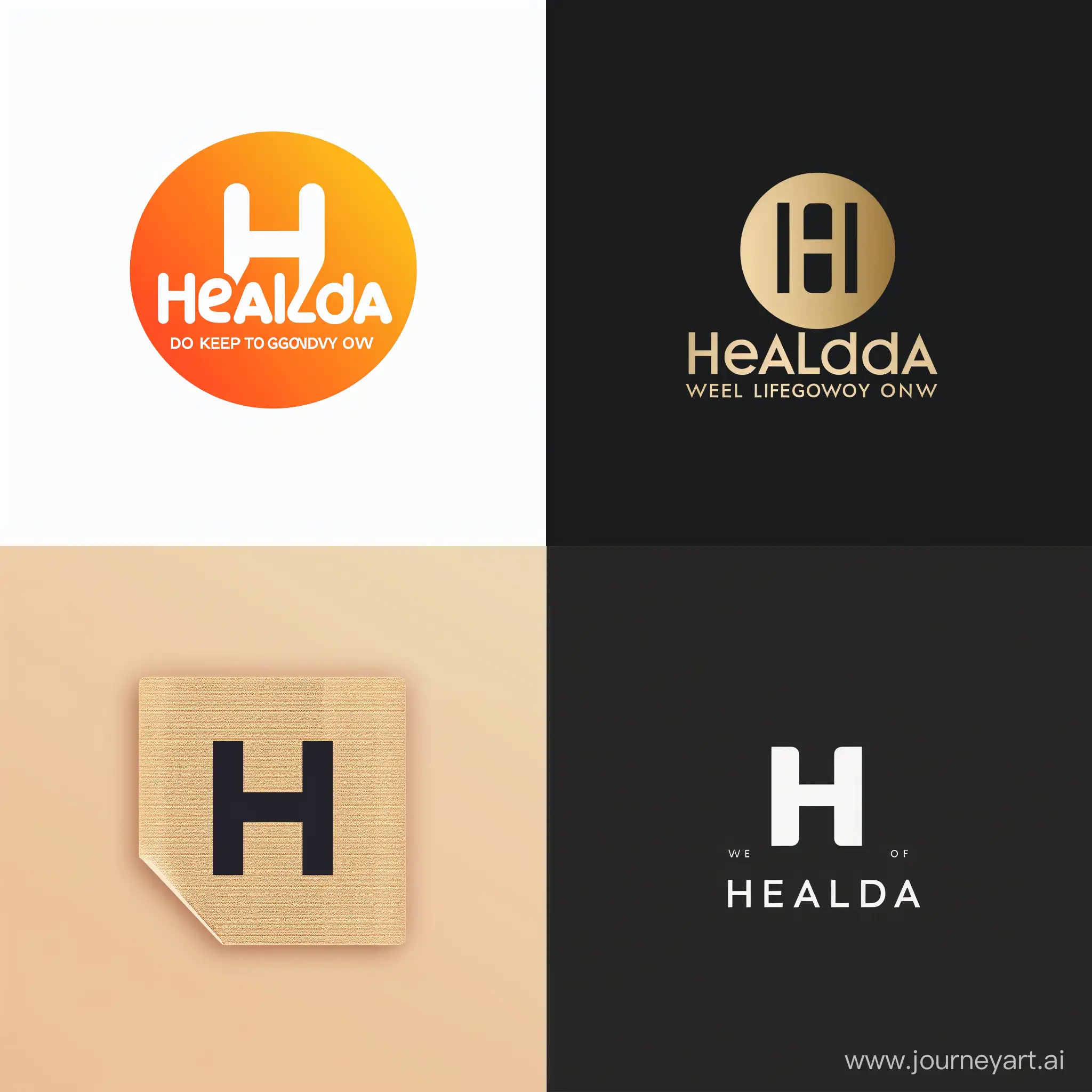 minimalist logo for "Healda" company which is active in pharmaceutical and medical device production based on absorbable polymers such as hemostatic dressing and intravascular occluder. use the "H" letter in your concept and design  Healda’s mission is "WE DO SOMETHING TO KEEP LIFE GOING ON"