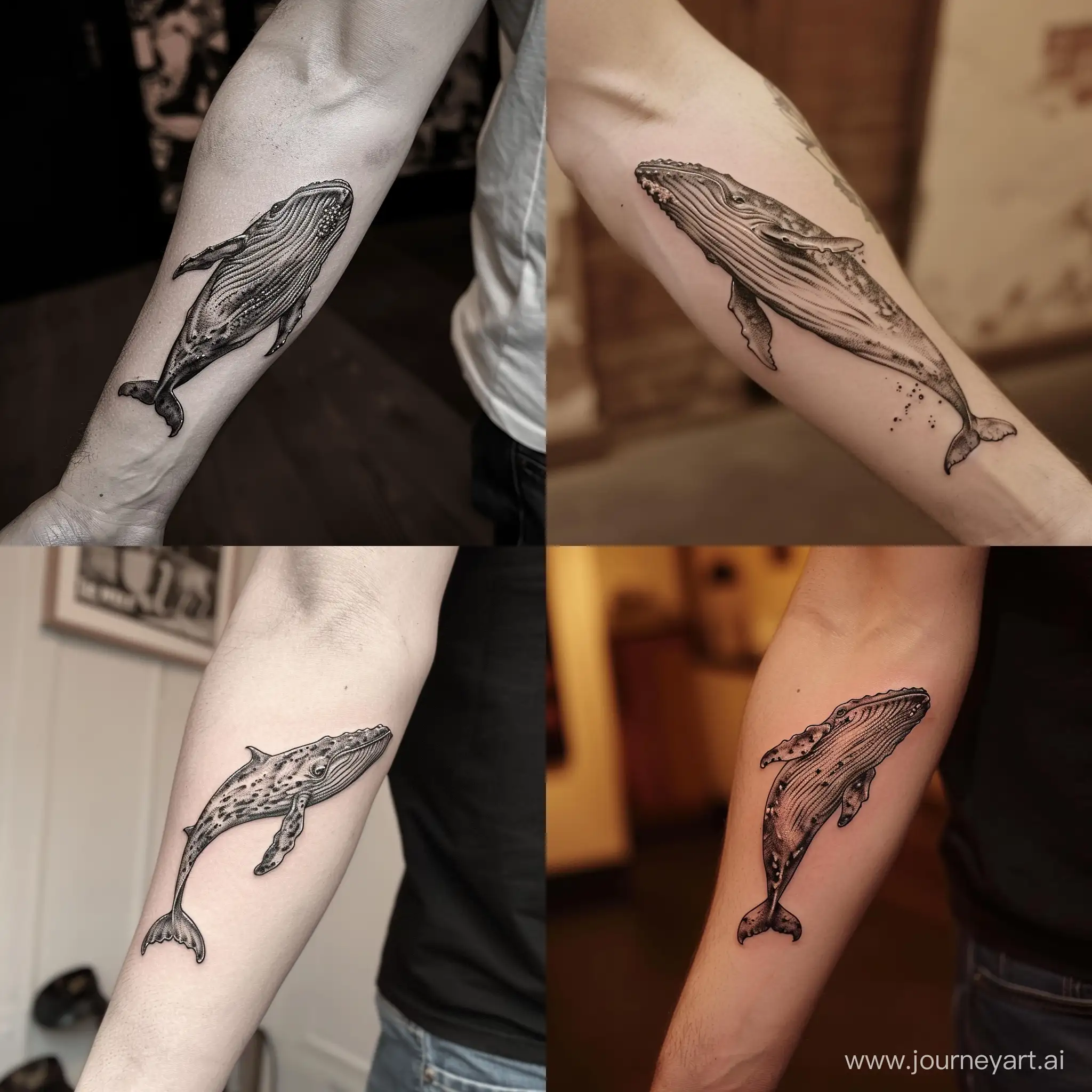 Hyperrealistic-Whale-Forearm-Tattoo-with-Whip-Shading