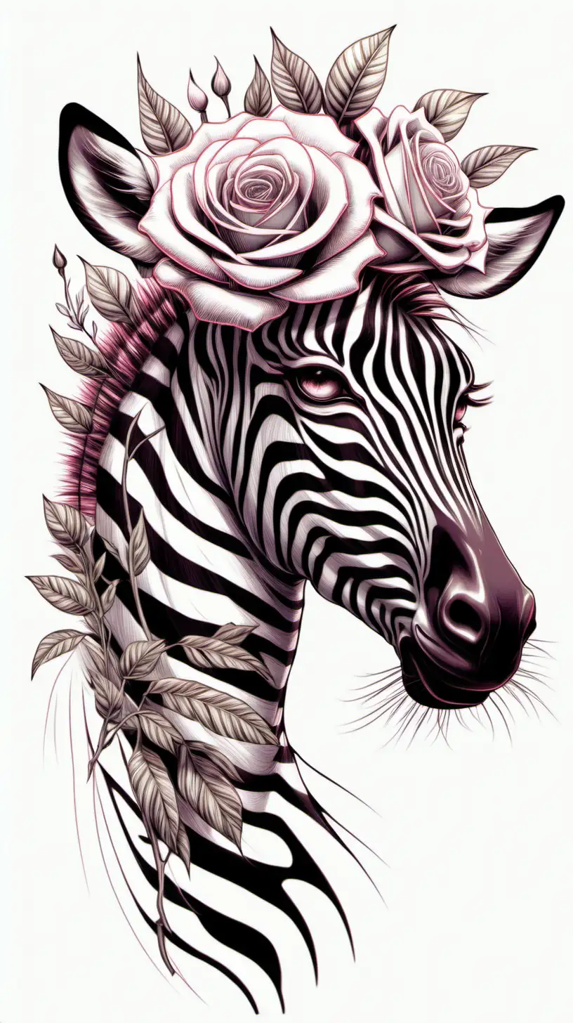 Zebra color roses onto of its head