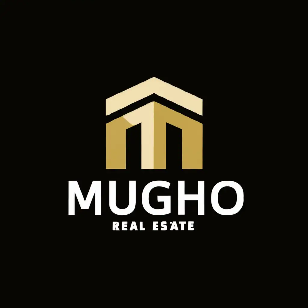 a logo design,with the text "MUGHO REAL ESTATE", main symbol:M,Moderate,be used in Real Estate industry,clear background