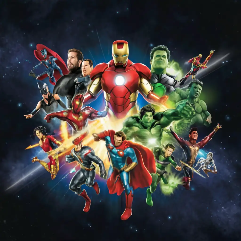 symbol should be iron man, superman, batman, spiderman, flash, green lantern and hulk