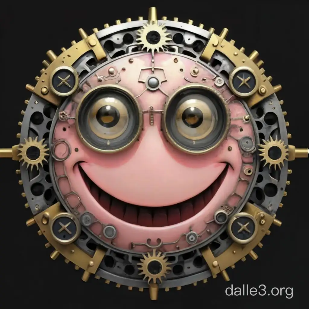 Pink smiley in steampunk style