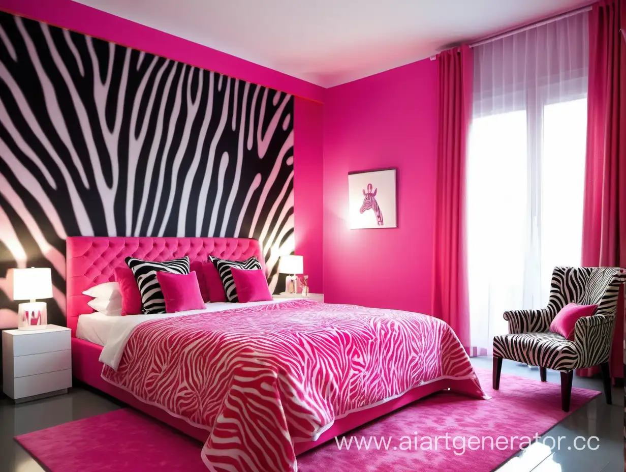 Luxurious-Juicy-Pink-Animal-Print-Bedroom-with-Spacious-2Meter-Bed